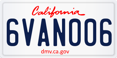 CA license plate 6VAN006