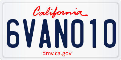 CA license plate 6VAN010