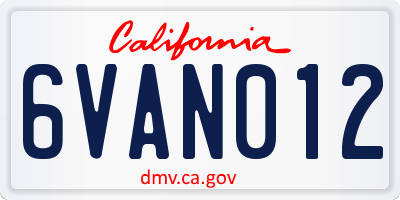 CA license plate 6VAN012