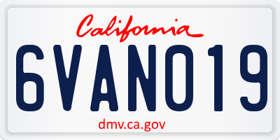 CA license plate 6VAN019