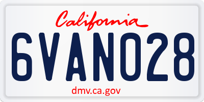 CA license plate 6VAN028