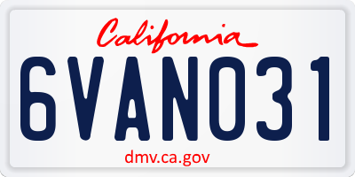 CA license plate 6VAN031