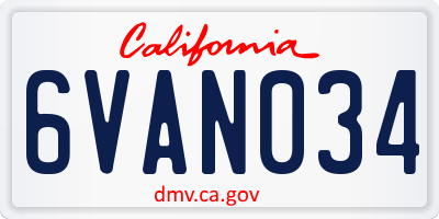 CA license plate 6VAN034