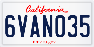 CA license plate 6VAN035
