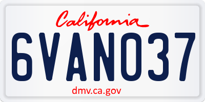 CA license plate 6VAN037