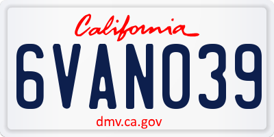 CA license plate 6VAN039