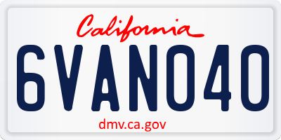 CA license plate 6VAN040