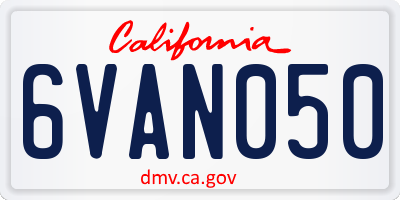CA license plate 6VAN050