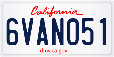 CA license plate 6VAN051