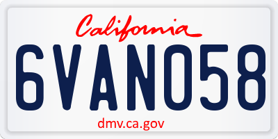 CA license plate 6VAN058
