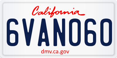 CA license plate 6VAN060