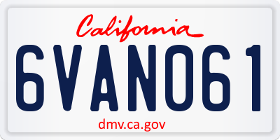 CA license plate 6VAN061