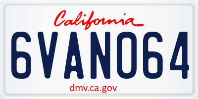 CA license plate 6VAN064