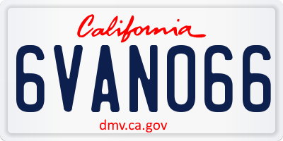 CA license plate 6VAN066