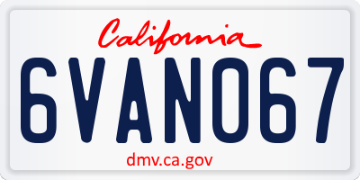 CA license plate 6VAN067