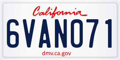CA license plate 6VAN071