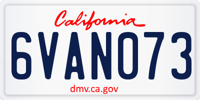 CA license plate 6VAN073