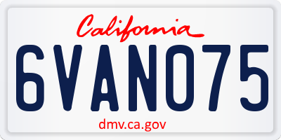 CA license plate 6VAN075