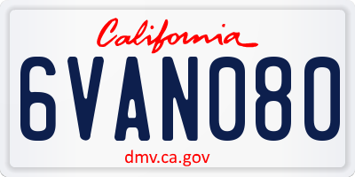 CA license plate 6VAN080