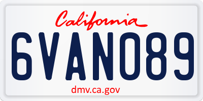 CA license plate 6VAN089