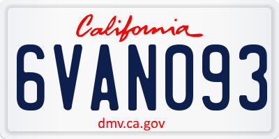 CA license plate 6VAN093