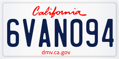 CA license plate 6VAN094