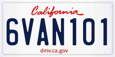 CA license plate 6VAN101