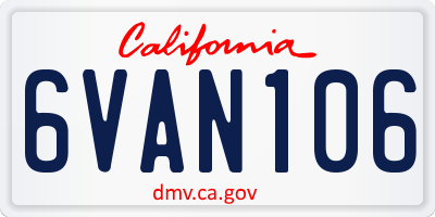 CA license plate 6VAN106