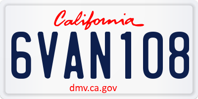 CA license plate 6VAN108