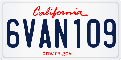 CA license plate 6VAN109