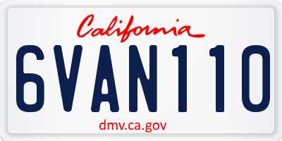 CA license plate 6VAN110