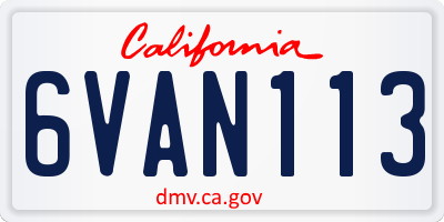 CA license plate 6VAN113