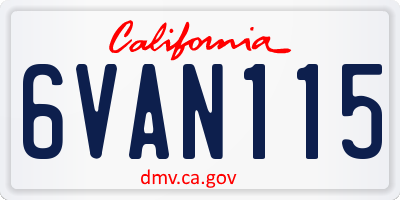 CA license plate 6VAN115