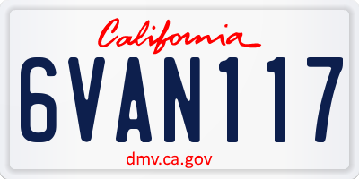 CA license plate 6VAN117