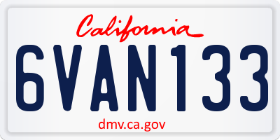CA license plate 6VAN133