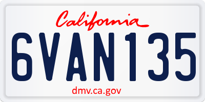 CA license plate 6VAN135