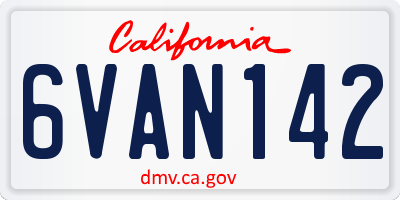 CA license plate 6VAN142