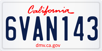 CA license plate 6VAN143