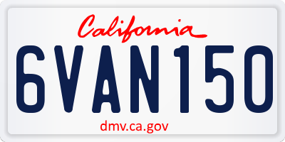 CA license plate 6VAN150