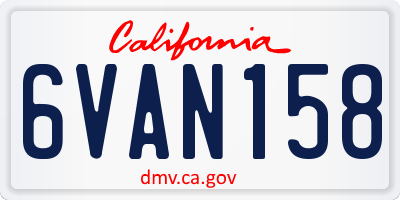 CA license plate 6VAN158