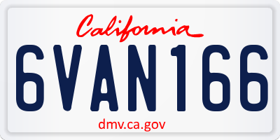 CA license plate 6VAN166