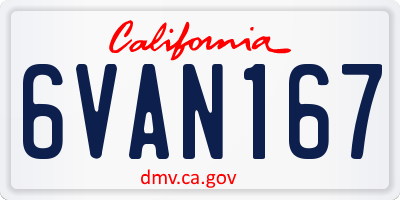 CA license plate 6VAN167