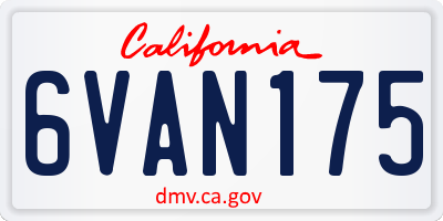 CA license plate 6VAN175
