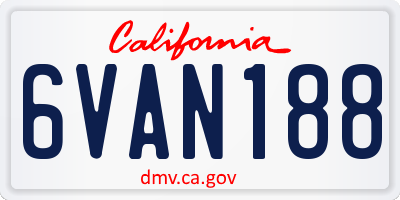 CA license plate 6VAN188
