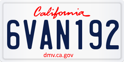 CA license plate 6VAN192