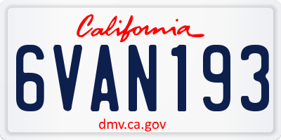CA license plate 6VAN193