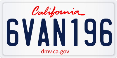 CA license plate 6VAN196