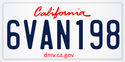 CA license plate 6VAN198
