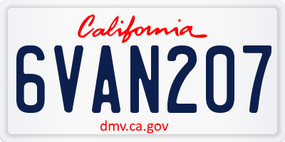 CA license plate 6VAN207