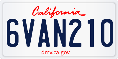 CA license plate 6VAN210